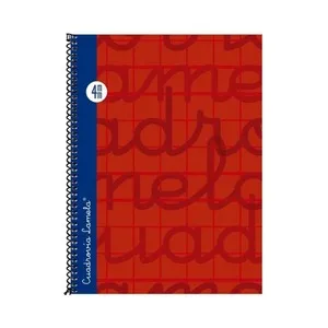 Cuaderno de espiral tamaño cuarto con 80 hojas de cuadrovía 4mm. Cubierta extra dura color rojo. EDITORIAL LAMELA.
