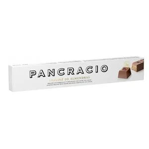 PANCRACIO Turrón de praliné, almendra y chocolate con leche 42 % 100 g.