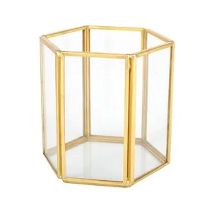 Portavela de cristal y metal, 8x9 cm, ACTUEL.