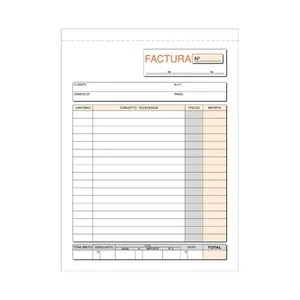 Talonario de facturas tamaño 4º natural, 50 juegos de 2 hojas, 2 tintas, LOAN.