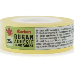Cinta adhesiva transparente de 25m, AUCHAN.