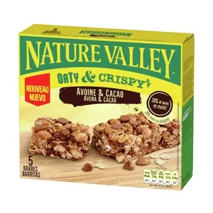 NATURE VALLEY Barritas de cereales de avena y cacao 5 uds, 115 g.