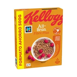 KELLOGG'S All bran plus Cereales de trigo (salvado de trigo rico en fibras) 500 g.