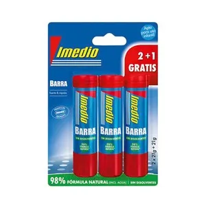 Pack barra pegamento sin disolventes 2x21+21g IMEDIO.
