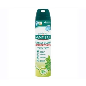 SANYTOL Desinfectante ambientador a menta para hogar y tejidos 300 ml.