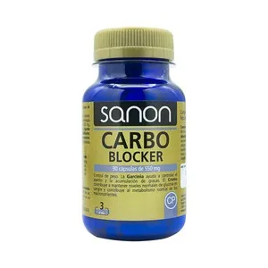 SANON Carbo blocker Faseolamina + Garcinia + Cromo, Complemento alimenticio para el control del peso 90 cápsulas.