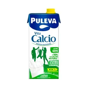 PULEVA Leche semidesnatada de vaca con un 50% más de calcio natural Vita calcio 1l.
