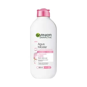 GARNIER Agua micelar desmaquillante con leche hidratante, especial para pieles secas y sensibles GARNIER Skin active 400 ml.