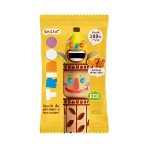 SMILEAT Tribbo Snack (de formas divertidas) de plátano y manzana ecológicos 25 g.
