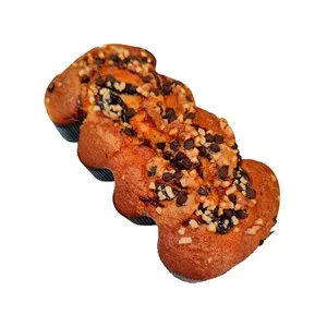 Trenza con crema de chocolate choco chips y almendras 350 g.