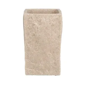 Vaso de poliresina con efecto piedra, color beige ACTUEL.
