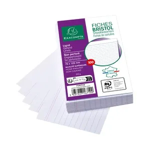 100 fichas blancas rayadas, 75 x 125, EXACOMPTA.