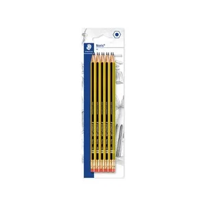 Pack de 10 lápices de grafito HB con goma, STAEDTLER Noris.