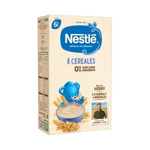 NESTLÉ Papilla de 8 cereales, sin azúcares añadidos, a partir de 6 meses 475 g.