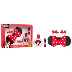 DISNEY Minnie mousse Estuche con colonia, bálsamo labial infantil y 2 clips para pelo.