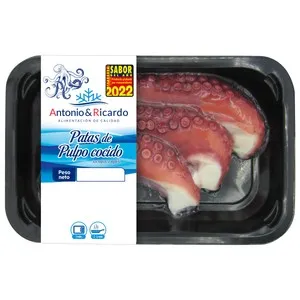 ANTONIO Y RICARDO Patas de pulpo cocidas, sin conservantes ni colorantes ANTONIO Y RICARDO 200 g.