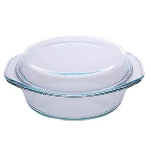 Cazuela de vidrio con tapa redonda, 25x22 cm, 2L, ALCAMPO.