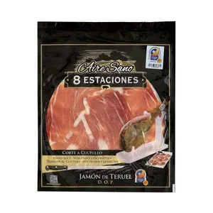 AIRESANO Jamón curado con denominación de origen Teruel y cortado a cuchillo AIRESANO 8 Estaciones 80 g.