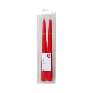Pack de 2 velas de candelabro no perfumadas de color rojo, ACTUEL.