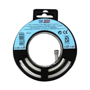 Rollo de 10 metros de cable plano, de color blanco y sección de 2x1mm. EUROBRIC 2000 H05VV2-F.
