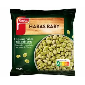 FINDUS Habas baby tienras, seleccionadas y congeladas en pocas horas FINDUS 400 g.