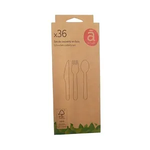 Set 36 cubiertos ACTUEL de madera desechables.