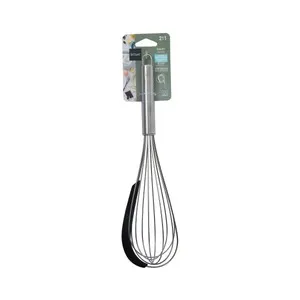 Batidor de acero inoxidable con espátula de silicona, 30cm., ACTUEL.