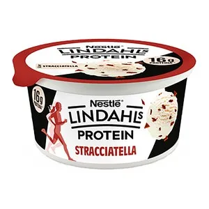 LINDAHLS Especialidad de queso fresco desnatado y preparado de stracciatella Pro+ de Nestle 160 g.