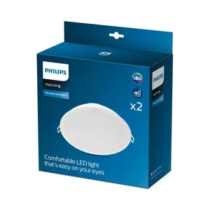Pack de 2 Downlights empotrables redondos 24W, 21,5cm, luz neutra 4000K, PHILIPS color blanco.