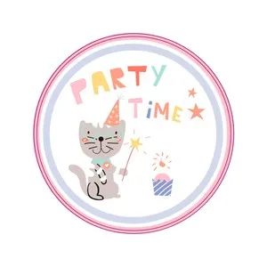 10 platos llanos de cartón de 23cm de gato para fiesta infantil, ACTUEL