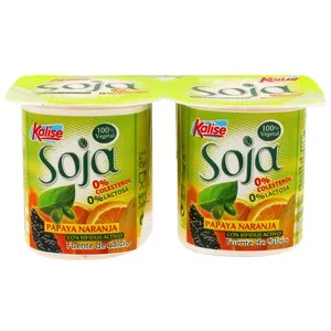 KALISE Especialiad de soja, sin colesterol y con sabor a papaya y naranja Zero 4 x 125 g.