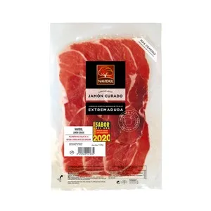 NAVIDUL Jamón curado en Extremadura, sin gluten y cortado en cómods lonchas 104 g.