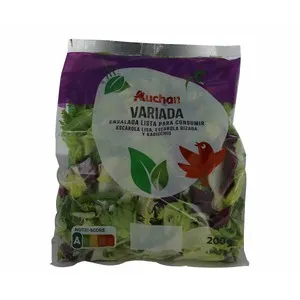 AUCHAN Ensalada variada (escarola lisa, escarola rizada y radicchio) bolsa de 200 g. Producto Alcampo