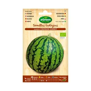 Semillas ecológicas para sembrar sandias de la variedad Crimson Sweet HA-HUERTO Y JARDÍN 2.5 gramos.