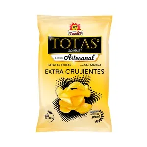 TOTAS Gourmet Patatas fritas con sal marina, extra crujientes, estilo artesanal bolsa 130 g.