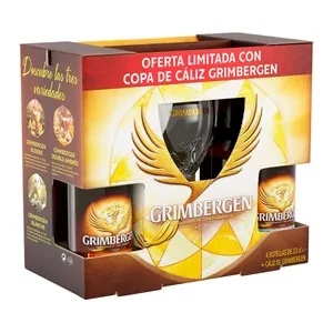GRIMBERGEN Estuche cerveza 4 uds x 33 cl + copa.