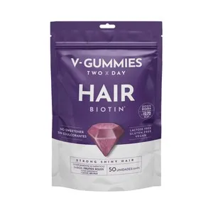 V-GUMMIES Hair Complemento nutricional sin edulcorantes, con biotina y sabor a frutos rojos 50 uds.