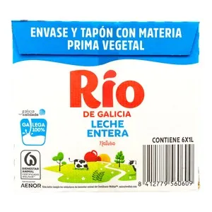 RÍO Leche entera de vaca de origen español 6x1 l.