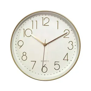 Reloj de pared, 30 cm de diámetro, colores blanco y dorado, ACTUEL.