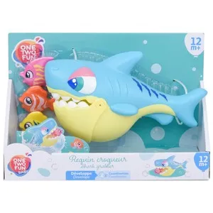Tiburón Comilón para el agua, ayuda al desarrollo de la coordinación, Juguete para el Baño +12 Meses ONE, TWO FUN Baby
