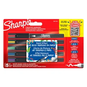5 rotuladores acrílicos con punta de pincel, surtido de colores,SHARPIE.