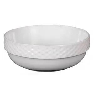 Ensaladera cerámica color blanco con filo diseño trenzado, 24 centímetros de diámetro EFG.