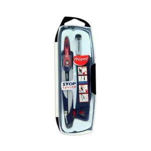 Compás con estuche y adaptador MAPED Stop system.