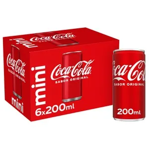 COCA COLA MINI Refresco de cola sabor original pack 6 unds de 200 ml. Lata