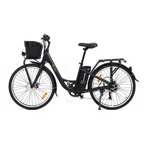 Bicicleta eléctrica YOUIN You-Ride Paris, color negro, 250W, 6 velocidades, ruedas 26”, autonomía 35km.