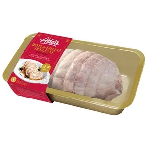 Roti de pollo para asar, relleno de huevo de codorniz, jamón, piñones y trufa ALDELÍS 750 g.