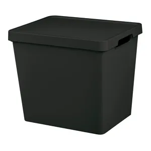 Caja de plástico con tapa de 24 L, color negro, ALCAMPO.