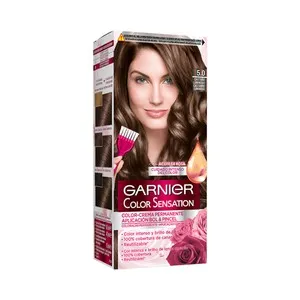GARNIER Coloración permanente e intensa reutilizable para bol y pincel, tono 5.0 Castaño luminoso GARNIER Color sensation.
