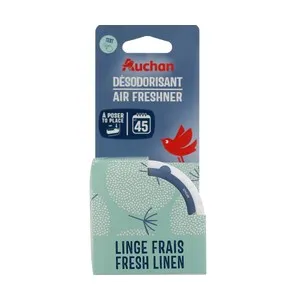 Ambientador para el coche en lata, aroma a lino fresco, AUCHAN.