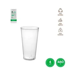 4 vasos cocktail de plastico reutilizable de 480cc, MAXI